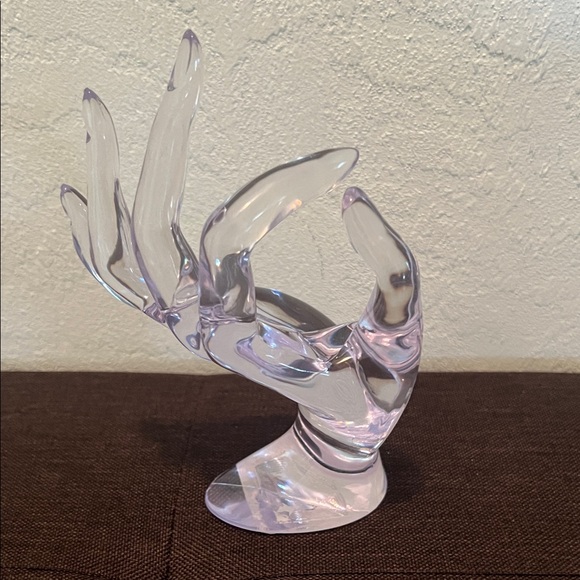 # 0476 - Artistic Lavender Glass Hand Sculpture - Picture 3 of 4